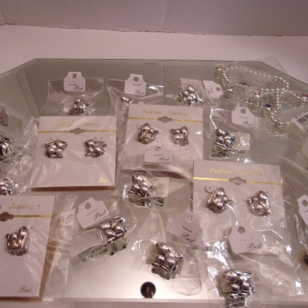 NWT 4 EASTER RABBIT EARRINGS & 11 RABBIT PENDANTS